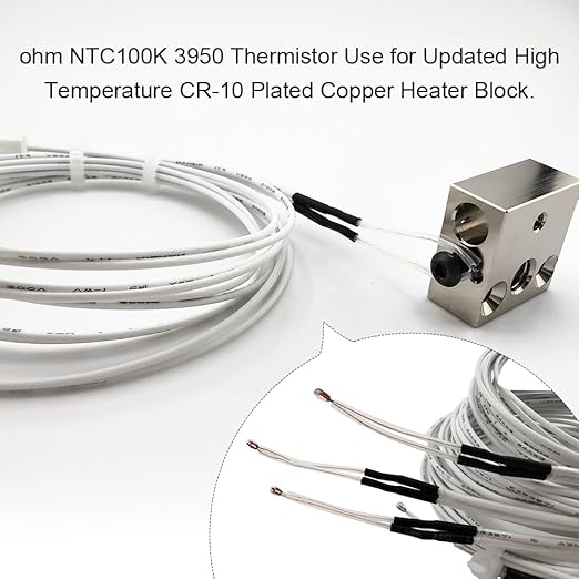 4Pcs Ender 3 Thermistor 1m/39.4Inches, 3D Printer ohm NTC 100K 3950 Thermistor Temp Sensor Compatible for Creality Ender 3/Ender 3 Pro/Ender 3 Neo/Ender 5/Voxelab Aquila, 2Pin XH2.54,