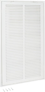 EZ-FLO 12 x 24 Inch (Duct Opening) Return Air Vent Cover for Wall or Ceiling, Solid Steel Return Air Filter Grille, HVAC Vent Cover, White, 61668