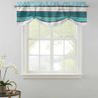 Turquoise Teal Tie Up Valance Curtains for Windows, Kitchen Curtains Window Shades, Farmhouse Retro Ombre Wooden Grain Light Filtering Roman Curtain Valances for Bedroom/Bathroom/Cafe 42"x18"