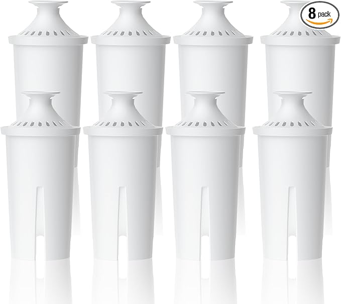 AQUA CREST Replacement for Brita® Water Filter, Pitchers and Dispensers, Classic OB03, Mavea® 107007, and More, NSF Certified Pitcher Water Filter, 8 Count