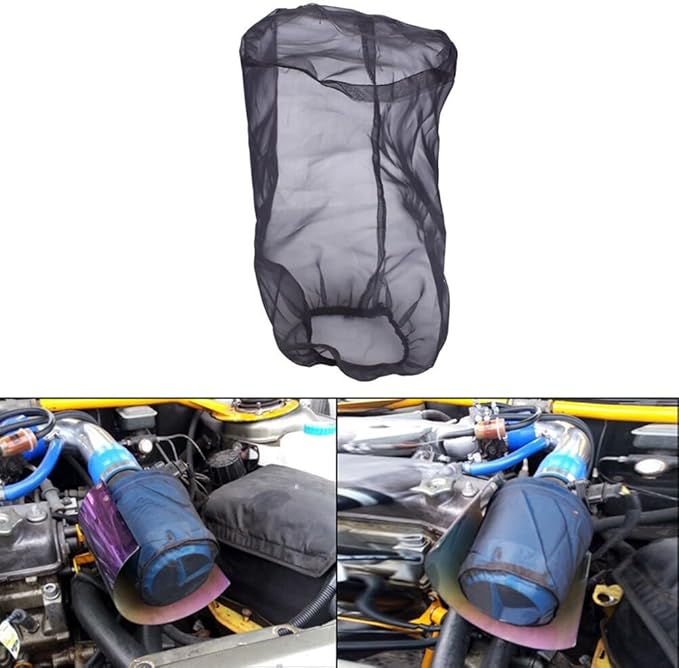 Car Intake Filter Mesh Cover Polyester Cloth Oilproof and Dustproof Cover Cold Air Filter Protector Cover Rain Sock Protective for Motorcycle Automotive (Type B Red)