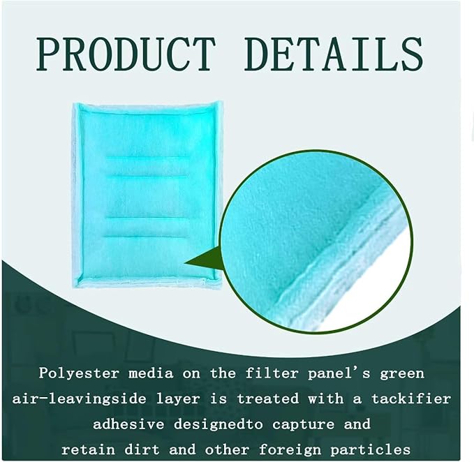 AUC Paint Booth Tacky Intake Filter Pad Series 55, 20" x 48" (10/case) Spray Booth Intake Filter with Internal Wire Support Frame