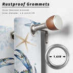 Oceans Outdoor Curtains for Patio Crabs Marine Life Shell Starfish Blue Waterproof Outside Curtains with Grommet Top Weatherproof Curtain for Cabana Pergola Gazebo, 1 Panel, 54" W x 84" L