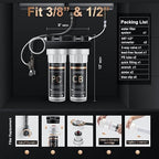 Under Sink Alkaline Water Filter with Faucet, 2-Stage Water Filter System Reduces Heavy Metals, Chlorine, Sediment, Improves pH and Taste, Remineralization, NSF 42&53 Certified