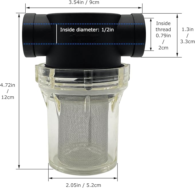 1/2" Female NPT in-Line Strainer with 40 mesh Stainless Steel Filter Screen (1/2“ 40 Mesh)
