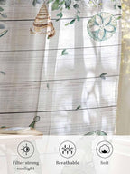 Sheer Curtains 84 Inches Long, Coastal Eucalyptus Leaf Semi Sheer Curtains Light Filtering Window Treatment, Sage Green Gnomes Starfish Privacy Voile Drapes for Living Room Bedroom 52x84 Inch