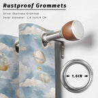 Hot Air Balloons Outdoor Curtains for Patio Fantasy Spaceship Cartoon Vintage Waterproof Outside Curtains with Grommet Top Weatherproof Curtain for Cabana Pergola Gazebo, 2 Pack, 54" W x 108" L