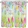 Easter Bedroom Curtains 63 Inches length, Spring Bunny Colorful Rabbit Eggs Butterfly Blue Green Window Treatment Curtain Drapes, Rod Pocket Curtain Panels for Living Room Kitchen, 42"x63", 2 Panels