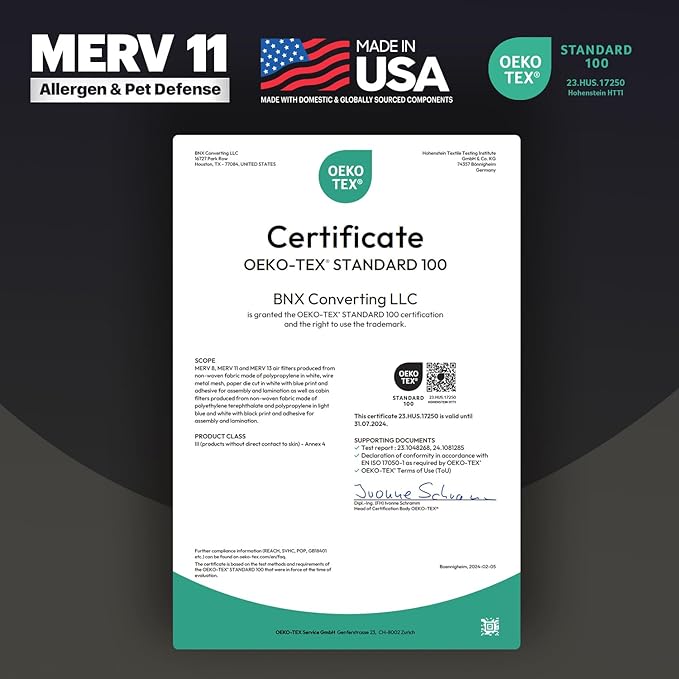 BNX TruFilter 14x24x1 Air Filter MERV 11 (4-Pack) - MADE IN USA - Allergen Defense Electrostatic Pleated Air Conditioner HVAC AC Furnace Filters for Allergies, Dust, Pet, Smoke, Allergy MPR 1200 FPR 7