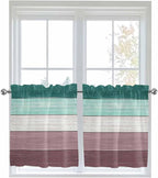 Retro Farm Woodcuts Texture Window Valance Curtains, Green Brown Gradient Light Filtering Kitchen Valance with 3-inch Rod Pocket for Living Room Bathroom Bedroom,2 Panel,27.5x24In