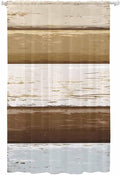 Sheer Curtains 96 Inches Long, Wood Grain Brown Semi Sheer Curtains Light Filtering Window Treatment, Farmhouse Vintage Country Geometric Privacy Voile Drapes for Living Room Bedroom 52x96 Inch
