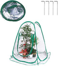 Pop Up Greenhouse Mini Plant Cover - PVC Greenhouses for Flower and Seedling Protection - Outdoor Frost Tent with Transparent Rolling Windows - Includes 4 Steel Hoops & Storage Bag