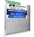 McPherson Reusable Air Filter 14x14x1 | Washable MERV 8 | Made in USA Metal Frame | HVAC AC Furnace | Permanent | Pet Dust Filtration