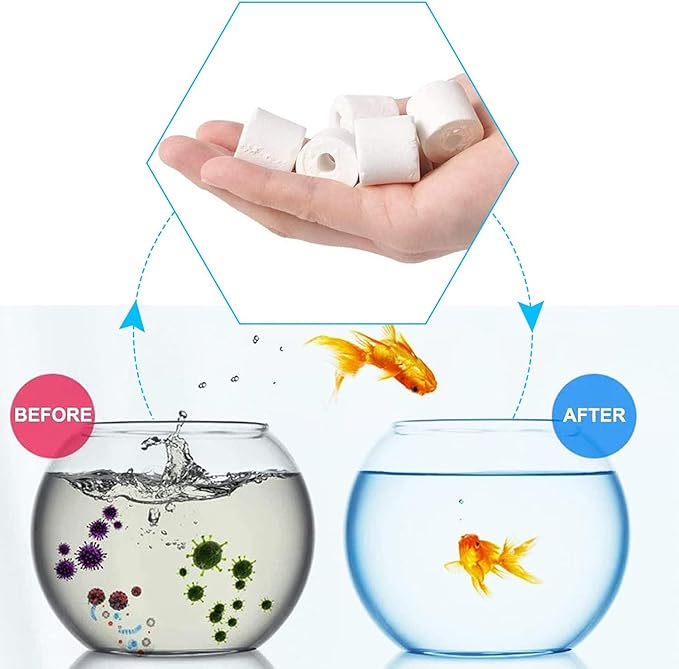 Aquarium Ceramic Ring 420g Bio Ceramic Media Ring for Aquarium Filter Replacement Biological Material Remover for Aquarium Fish Tank Pond Filter