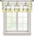 Lemon Dwarfs Sheer Valance Curtains, Gnome Green Leaf Wood Striped Black Plaid Light Filtering Kitchen Valances Rod Pocket Voile Curtain Window Treatment for Bedroom/Living Room/Basement 60Wx18L