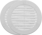 Vent Systems 4" Inch (Opening Dimensions) - Pack of 2 - White Soffit Vent Cover - Plastic Round Air Vent Grille - Built-in Mesh Screen - HVAC Register Louver for Bathroom, Home, Kitchen