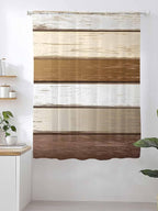 Sheer Curtains 72 Inches Long, Vintage Geometric Brown Semi Sheer Curtains Light Filtering Window Treatment, Farmhouse Country Chic Wood Grain Privacy Voile Drapes for Living Room Bedroom 52x72 Inch