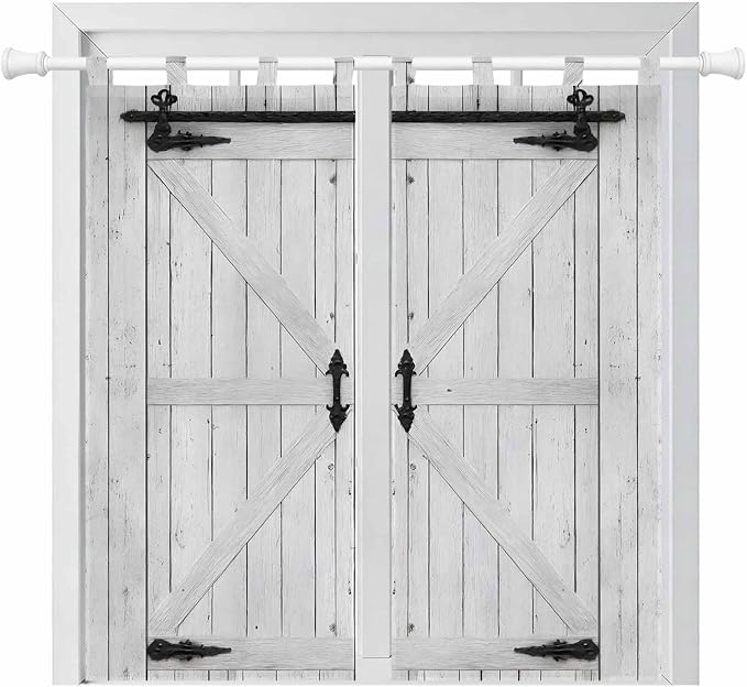 Farmhouse Wood Grain Living Room Curtains 84 Inch Length, Window Curtains Tab Top, Vintage Country Barn Gate Grey Light Filtering Window Treatments Drapes 42"x84" 2 Panel