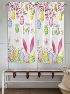 Happy Easter Living Room Curtains 72 Inches length, Spring Watercolor Bunny Eggs Flower Branch Window Treatment Curtain Drapes, Light Filtering Drapes for Bedroom Laundry Room, 52"x72", 2 Panels