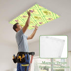 2 Pack Fluorescent Light Cover, Desert Sand Camels Light Covers for Ceiling Lights, Palm Trees Tropical Plants Polka Dot Yellow Magnetic Lights Filters Ceiling Shade for Classroom/Office - 4 x 2 Feet