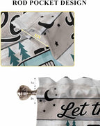 Farmhouse Bear Camper Van Tree Window Valance Curtains, Vintage Wood Grain Light Filtering Kitchen Valance with 3-inch Rod Pocket for Living Room Bathroom Bedroom,2 Panel,52x54In