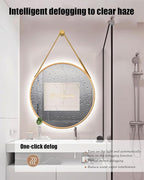 JSLJDM 500X500 mm Illuminated Backlit LED Bathroom Mirror, Wall Mounted Multifunction Bathroom Vanity Mirror with Lights and Demister Pad, Energy-Saving Illuminated Smart Mirror 60cm/23.5in Black