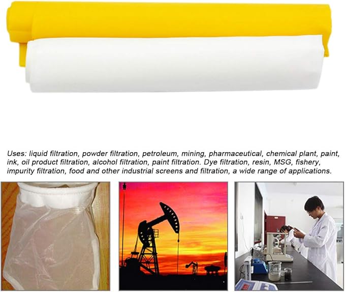 Silk Screen Printing Mesh, 100/110/120/140/160/180/200/250/300Mesh, White Yellow for Screen Printing Machine Equipment Accessories, Filter Painting, Polyester Fabric (140M/55T White)