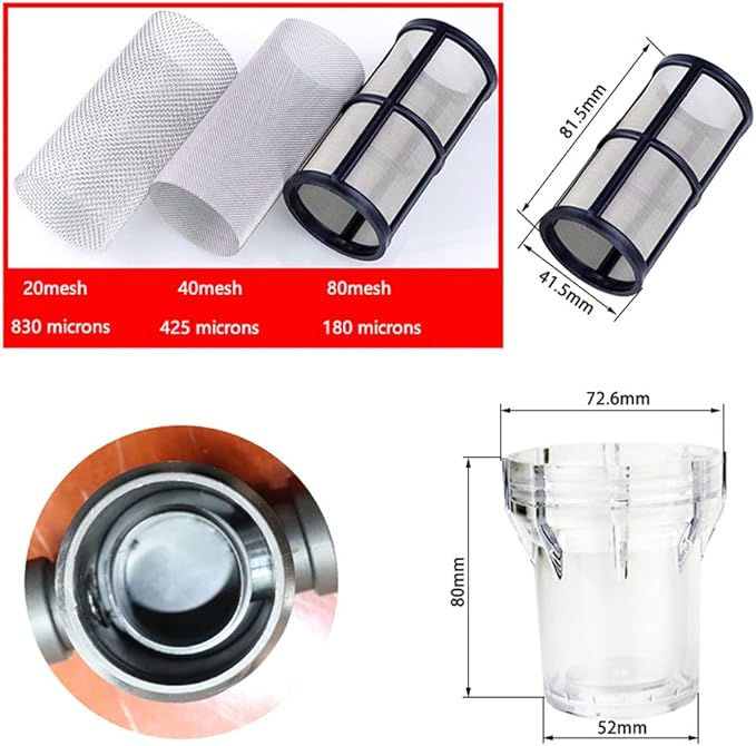 Sediment Filter Pressure Washer Filter Stainless Steel Filter 40Mesh Screen for Outdoor Gardening Inlet Water 1/2 Inch Female Thread Connector