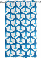 Blue Aircraft Waterproof Outdoor Curtains for Patio, Windproof Weatherproof Curtains with Weighted Hem, Modern Abstract Art Gradient Airplane Light Filtering Privacy Drapes for Porch 54"x 95"
