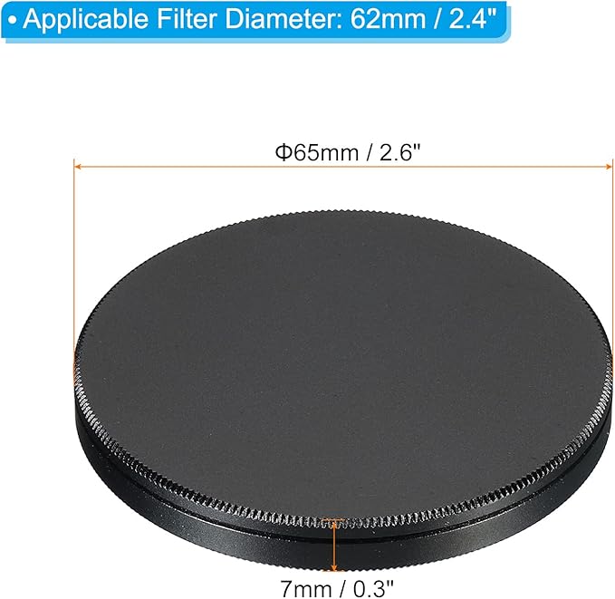 PATIKIL 62mm Lens Cap, Camera Lens Cap Cover Universal Front Metal Lens Filter Stacks Cap Protective Case for 62mm Camera Circular Polarizing Fader ND Filter, Black