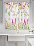 Happy Easter Living Room Curtains 72 Inches length, Spring Watercolor Bunny Eggs Flower Branch Window Treatment Curtain Drapes, Light Filtering Drapes for Bedroom Laundry Room, 52"x72", 2 Panels