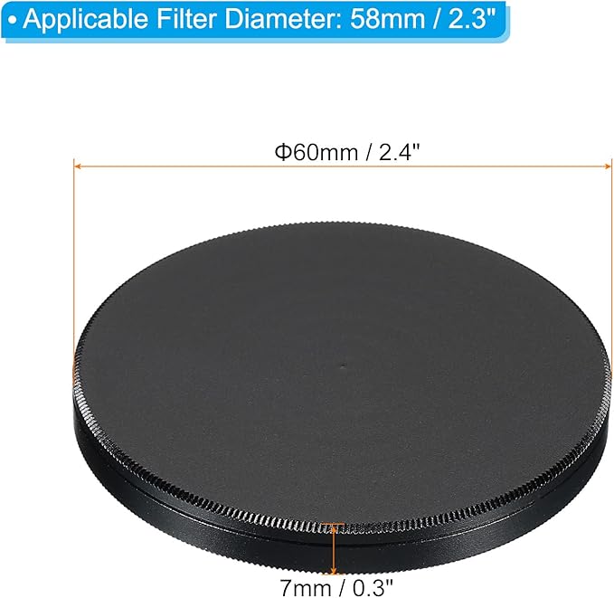 PATIKIL 58mm Lens Cap, Camera Lens Cap Cover Universal Front Metal Lens Filter Stacks Cap Protective Case for 58mm Camera Circular Polarizing Fader ND Filter, Black