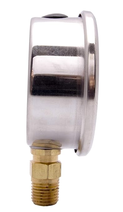 2-1/2" Oil Filled Pressure Gauge - Stainless Steel Case, Brass, 1/4" NPT, Lower Mount Connection, 0-600PSI