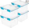 Sterilite 4-Pack Gasket Box, Weather-Resistant Storage Bins with Latching Lids, 32 Quart - Heavy-Duty Organizing Containers for Closet, Bathroom, and Office