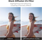 K&F CONCEPT Snap On Black Diffusion 1/4 Filter Compatible with DJI Osmo Action 6, Creative Mist Cinematic Effect Filters, Multi-Coated/Optical Glass/Aluminum Alloy Frame Action Camera Accessories