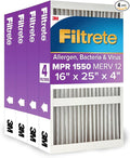 Filtrete 16x25x4(SlimFit), AC Furnace Air Filter, MPR 1550 DP, Healthy Living Ultra Allergen Deep Pleat, 4-Pack, Fits Lennox & Honeywell Devices (exact dimensions 15.5 x 24.5 x 3.75)
