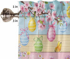 Colorful Easter Kitchen Curtains 54 Inches length, Spring Watercolor Bunny Egg Flower Wood Grain Window Treatment Curtain Drapes, Thermal Insulated Drapes for Basement Hotel RV, 42"x54", 2 Panels