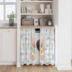 Easter Kitchen Curtains 45 Inch Long 2 Panel Set, Rod Pocket Window Treatment, Spring Rabbits Ears Feet Floral Blue Lattice Light Filtering Panels Short Drapes for Bathroom Camper 42"W x 45"L