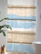 Sheer Curtains 84 Inches Long, Vintage Geometric Blue Semi Sheer Curtains Light Filtering Window Treatment, Abstract Country Shabby Wood Grain Privacy Voile Drapes for Living Room Bedroom 52x84 Inch