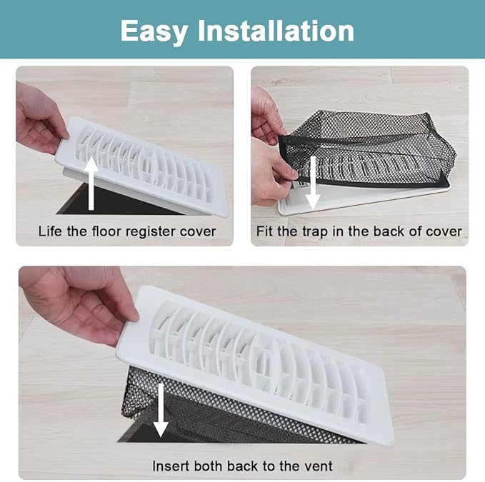 Floor Register Cover Trap，Floor Air Vent Cover Screen for Home Air Vent Filters 5-Pack Floor Vent Mesh Filters Net Trap… (2 x 10 Inch)