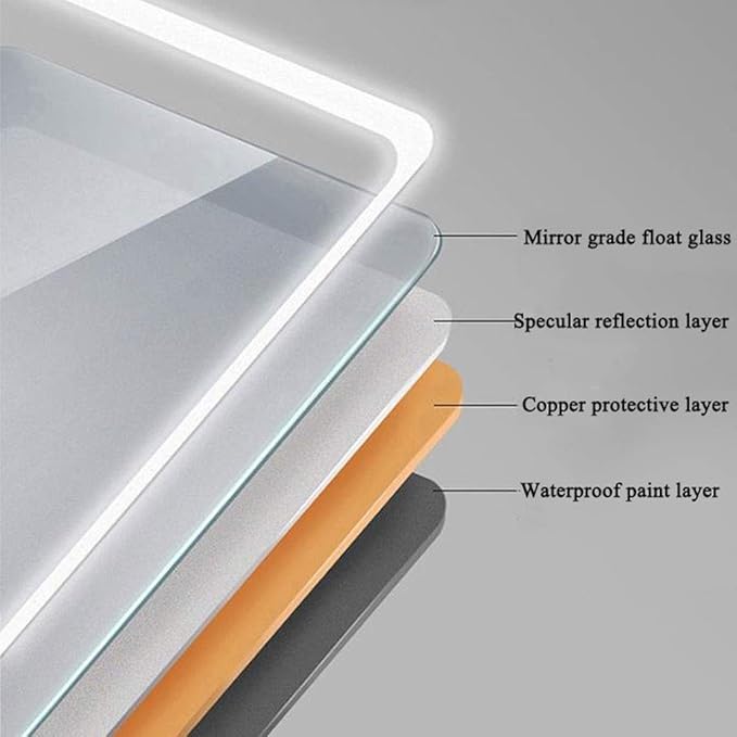 Wall Mirror Waterproof LED Bathroom Mirror Shaing Mirror anity Mirror with White Light Touch Control Demister Pad (Horizontal 600 * 800mm) (Horizontal 600 * 800mm)