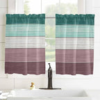 Retro Farm Woodcuts Texture Window Valance Curtains, Green Brown Gradient Light Filtering Kitchen Valance with 3-inch Rod Pocket for Living Room Bathroom Bedroom,2 Panel,27.5x45In