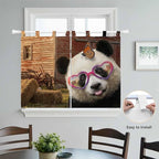 Farm Panda Bedroom Curtains 63 Inch Length, Window Curtains Tab Top, Farmhouse Barn Funny Animals Butterfly Light Filtering Window Treatments Drapes 42"x63" 2 Panel