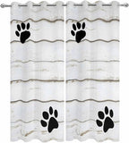 Wood Grain Outdoor Curtains for Patio Claws Animals Wooden White Waterproof Outside Curtains with Grommet Top Weatherproof Curtain for Cabana Pergola Gazebo, 2 Pack, 54" W x 84" L