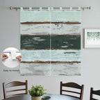 Blue Teal Bedroom Curtains 72 Inch Length, Window Curtains Tab Top, Vintage Wooden Retro Art Farmhouse Barns Light Filtering Window Treatments Drapes 52"x72" 2 Panel