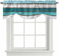 Turquoise Teal Tie Up Valance Curtains for Windows, Kitchen Curtains Window Shades, Farmhouse Retro Ombre Wooden Grain Light Filtering Roman Curtain Valances for Bedroom/Bathroom/Cafe 60"x18"