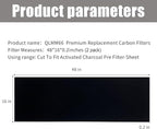 Carbon Fabric Filter - 16" x 48" x 0.2" (2 Pack) Activated Charcoal Hepa AC Vent Filter Replacement