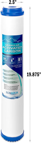 Standard Whole House Coconut Shell Granular Activated Carbon Water Filter 20” x 2.5” Fits 20” x 2.5” Housings. Remove Chlorine and Bad Odor. Compatible with EP-20, HX-CB-25-2010, F3WCB32 Pack of 6
