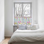Happy Easter Half Window Curtain 36 Inches Long, Spring Watercolor Bunny Eggs Flower Blue Plaid Window Treatment Curtain Drapes, Small Tier Curtains for Bathroom Over Sink, 27.5"x36", 2 Panels