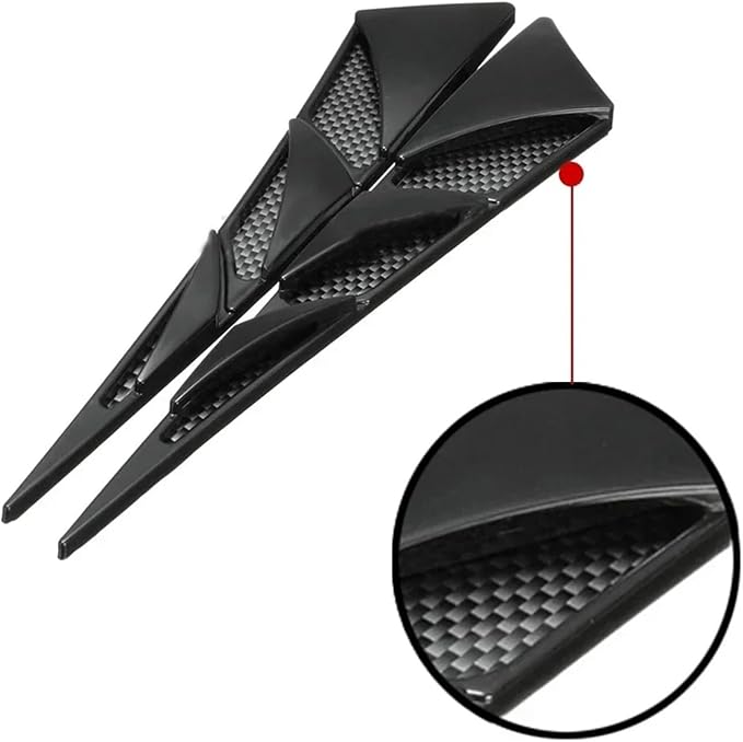 2Pcs Universal Black Cars Auto Vehicle Tuning Air Flow Intake Scoop Bonnet Vent Cover Hood Trim Decoration Exterior Accessories